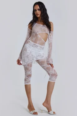 Jaded London Shorts & Jorts*Venice Lace Pedal Pushers In White