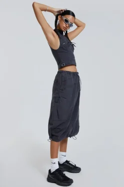 Jaded London Parachute Pants*Vintage Grey Midi Cargo Skirt