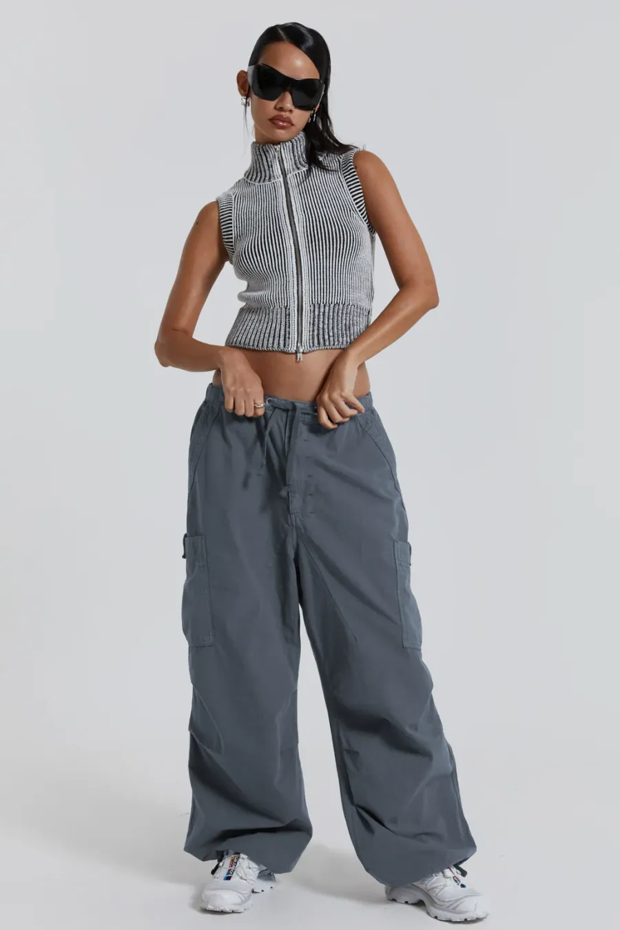 Jaded London Trousers*Vintage Grey Parachute Cargo Pants