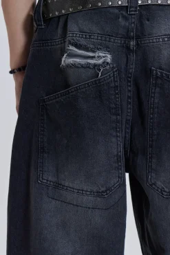 Jaded London Jeans*Washed Black Busted Colossus Baggy Jeans