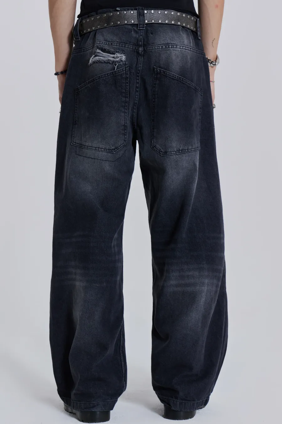 Jaded London Colossus Jeans*Washed Black Busted Colossus Baggy Jeans