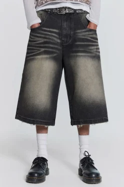 Jaded London Jorts & Shorts*Washed Black Colossus Jorts