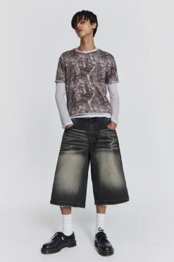 Jaded London Jorts & Shorts*Washed Black Colossus Jorts