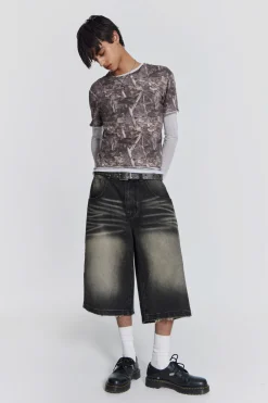 Jaded London Jorts & Shorts*Washed Black Colossus Jorts