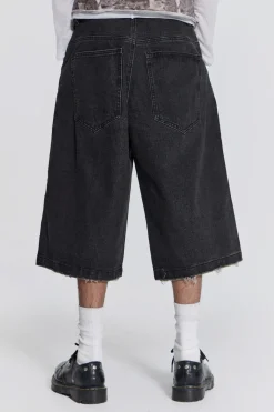Jaded London Jorts & Shorts*Washed Black Colossus Jorts