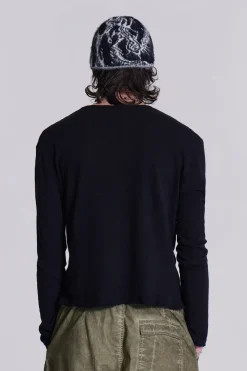 Jaded London T-Shirts*Washed Black Long Sleeve Slub