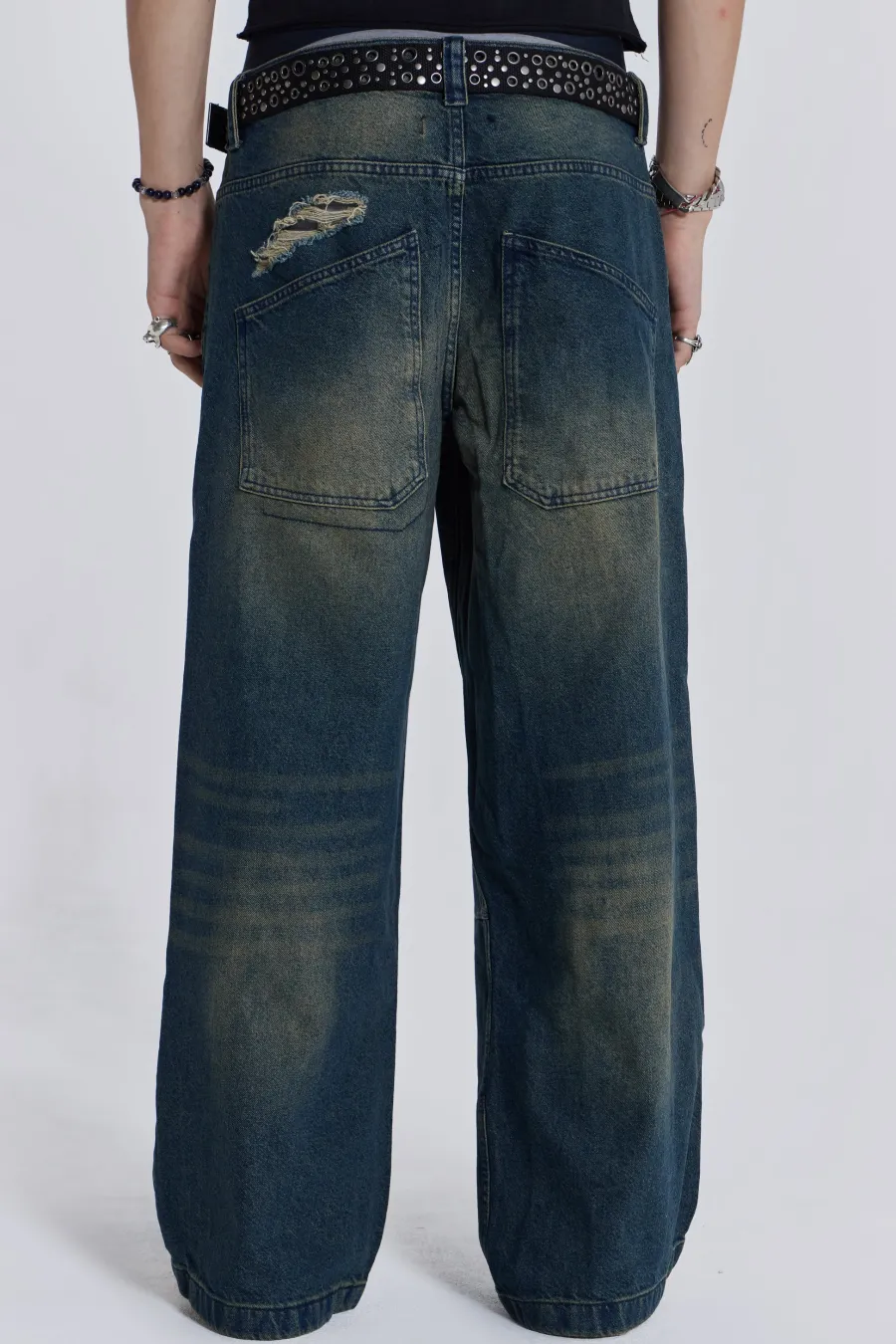 Jaded London Colossus Jeans*Washed Blue Busted Colossus Jeans