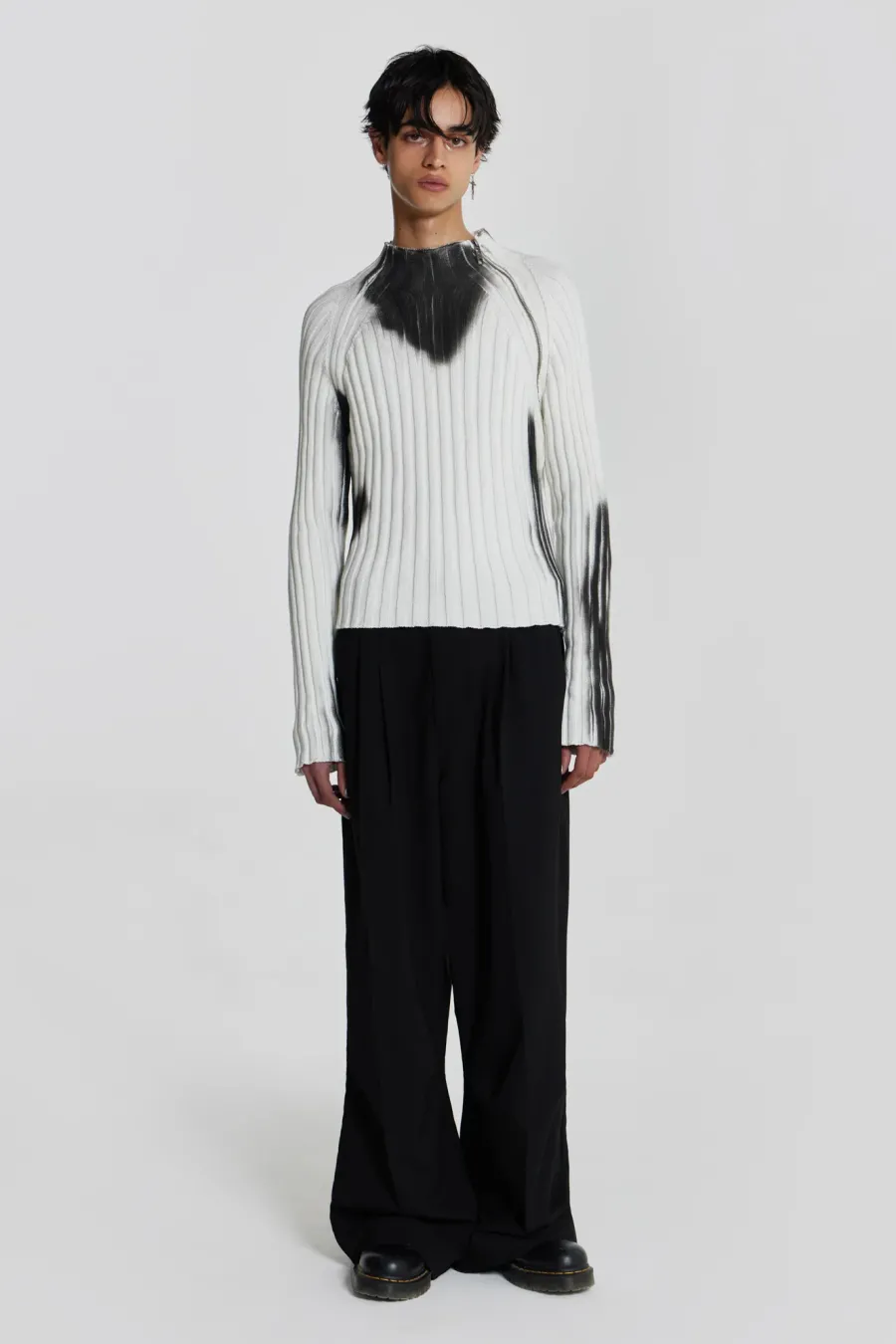 Jaded London Knitwear*White Asymmetric Luster Knit