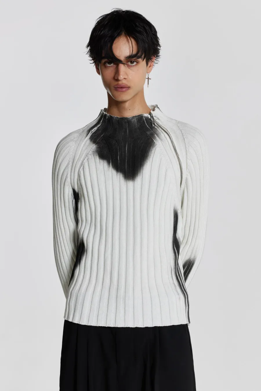 Jaded London Knitwear*White Asymmetric Luster Knit