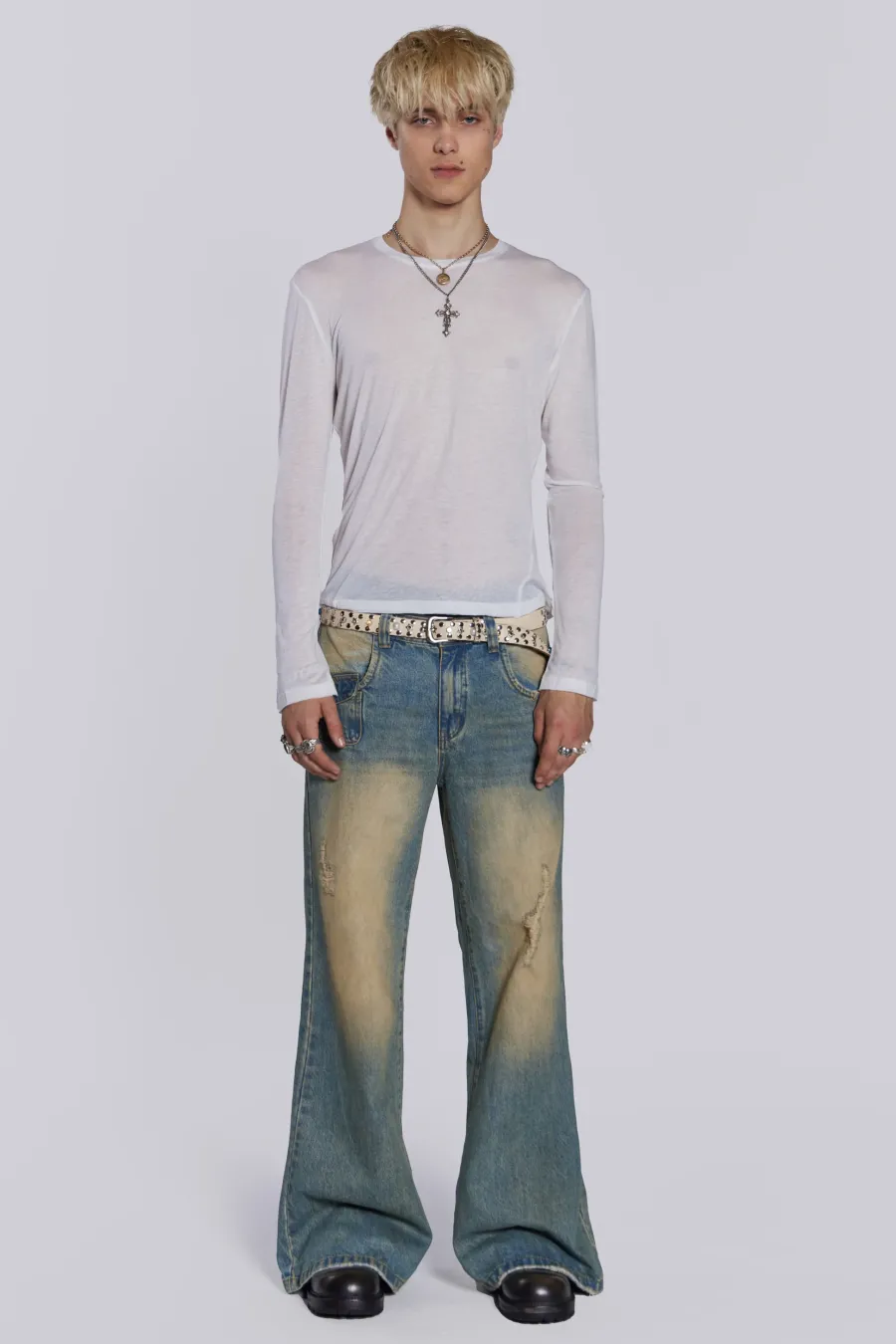 Jaded London T-Shirts*White Mist Long Sleeve