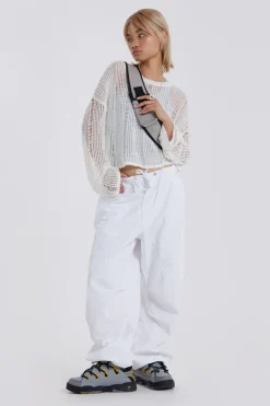 Jaded London Trousers*White Parachute Cargo Pants