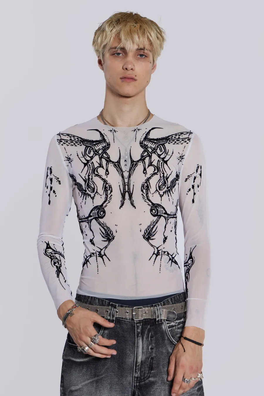 Jaded London T-Shirts*White Wings Mesh Top