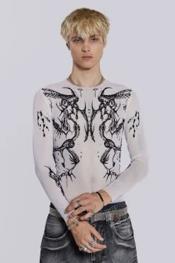 Jaded London T-Shirts*White Wings Mesh Top