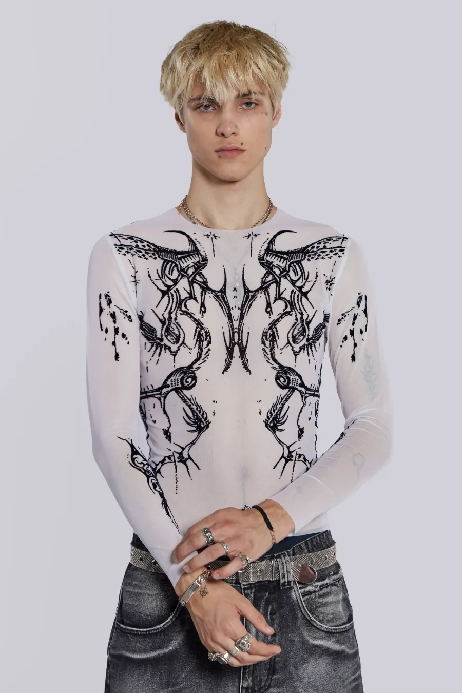 Jaded London T-Shirts*White Wings Mesh Top