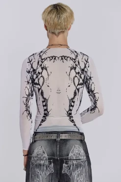 Jaded London T-Shirts*White Wings Mesh Top